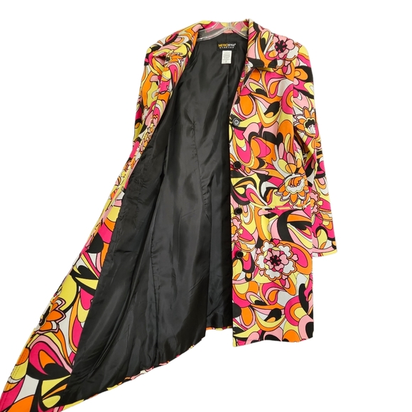 Vintage 90's Nwot Metrostyle Stretch Physcodelic Trench/Blazer - Picture 8 of 14
